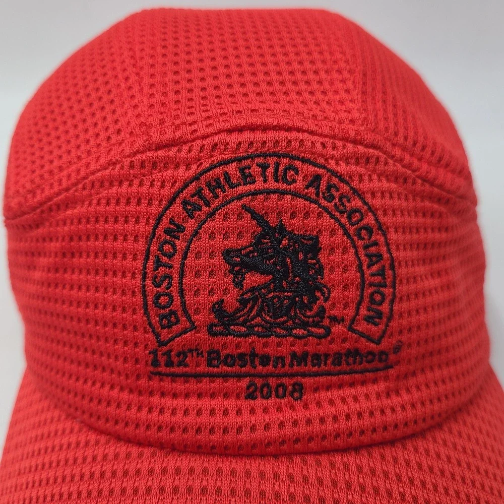 Vintage Boston Marathon Hat Adjustable Adidas Red Panel Mesh 2008 Running Men